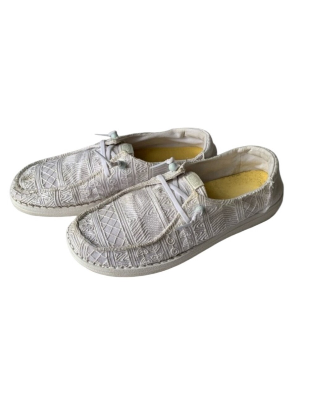 Hey Dude Wendy Knit Slip-On Loafers White Women's Size 10